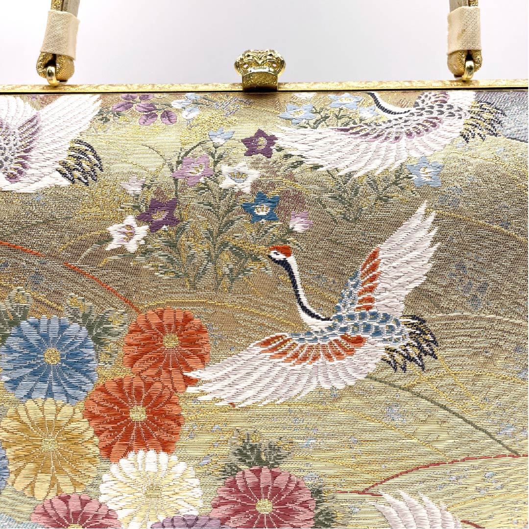 和装バック フォーマル 金色(きんいろ) 鶴 松 菊 金系 Aランク 113900026321