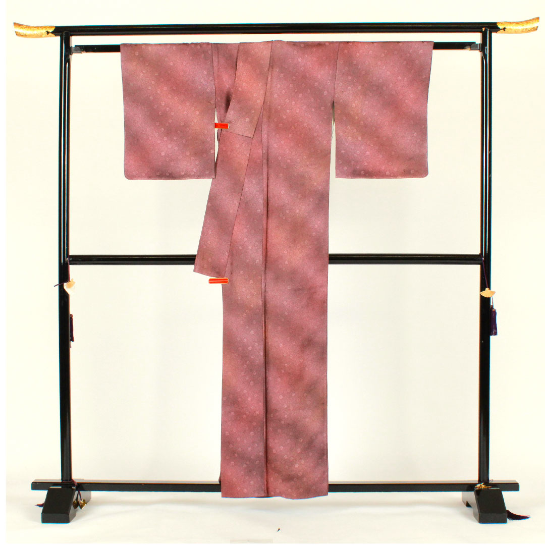 色無地 草木染 丹後ちりめん 鈴 身丈160cm 裄丈65cm 袷 正絹 Sランク 紫系 1114000472420