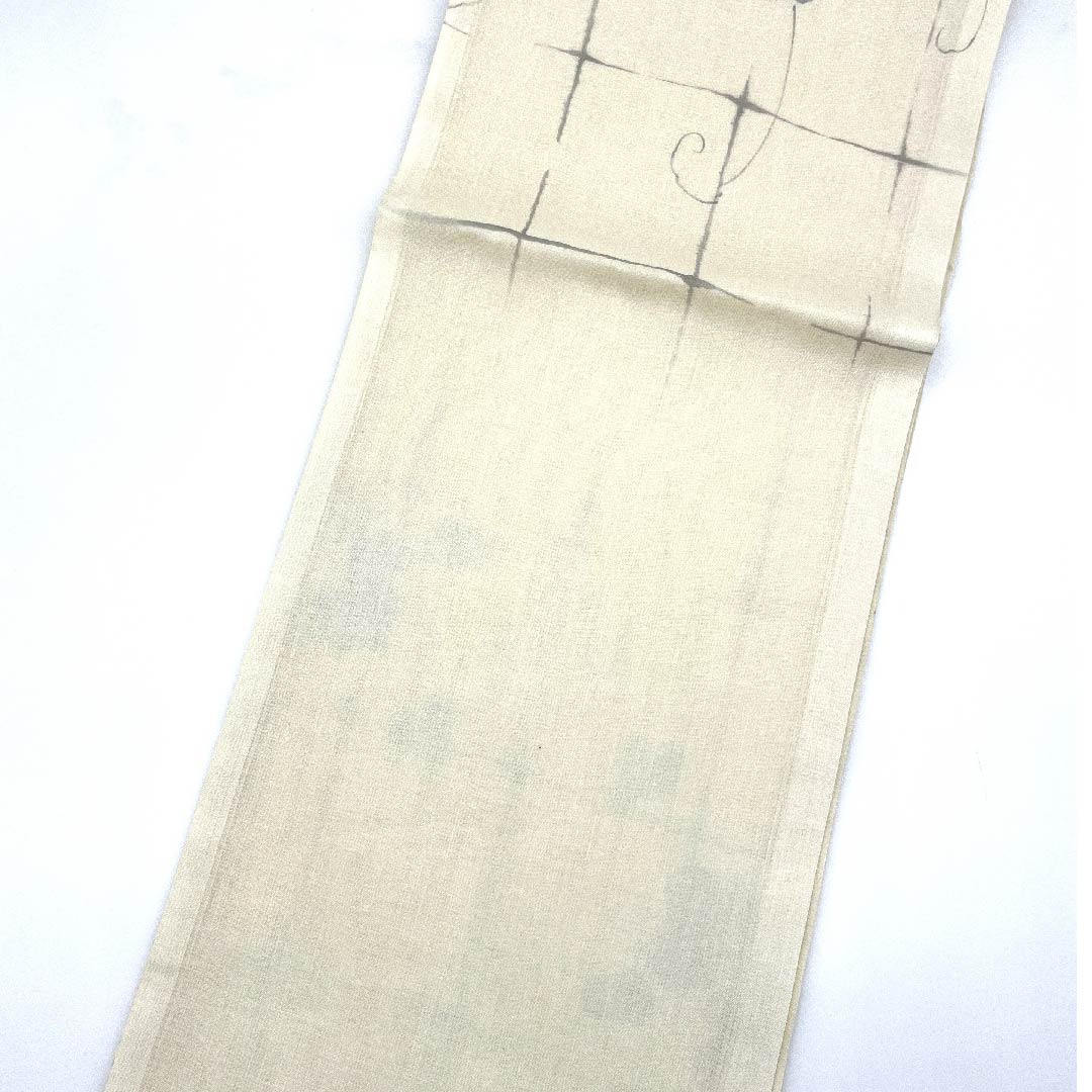 Fukuro obi, summer obi, ecru (kinari-iro), gourd pattern, summer wear, obi length 444cm, polyester, S rank, point pattern, semi-formal, cream color, 1123008562315