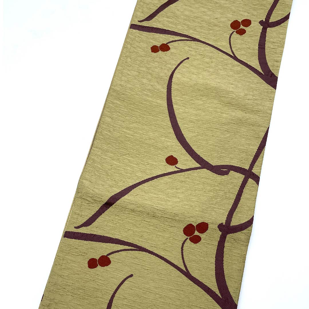 (Unmade) Fukuro Obi (Dried Color) Nuts Abstract Pattern Obi Length 457cm Pure Silk NEW Rank Six-way Casual Beige 1123008461425