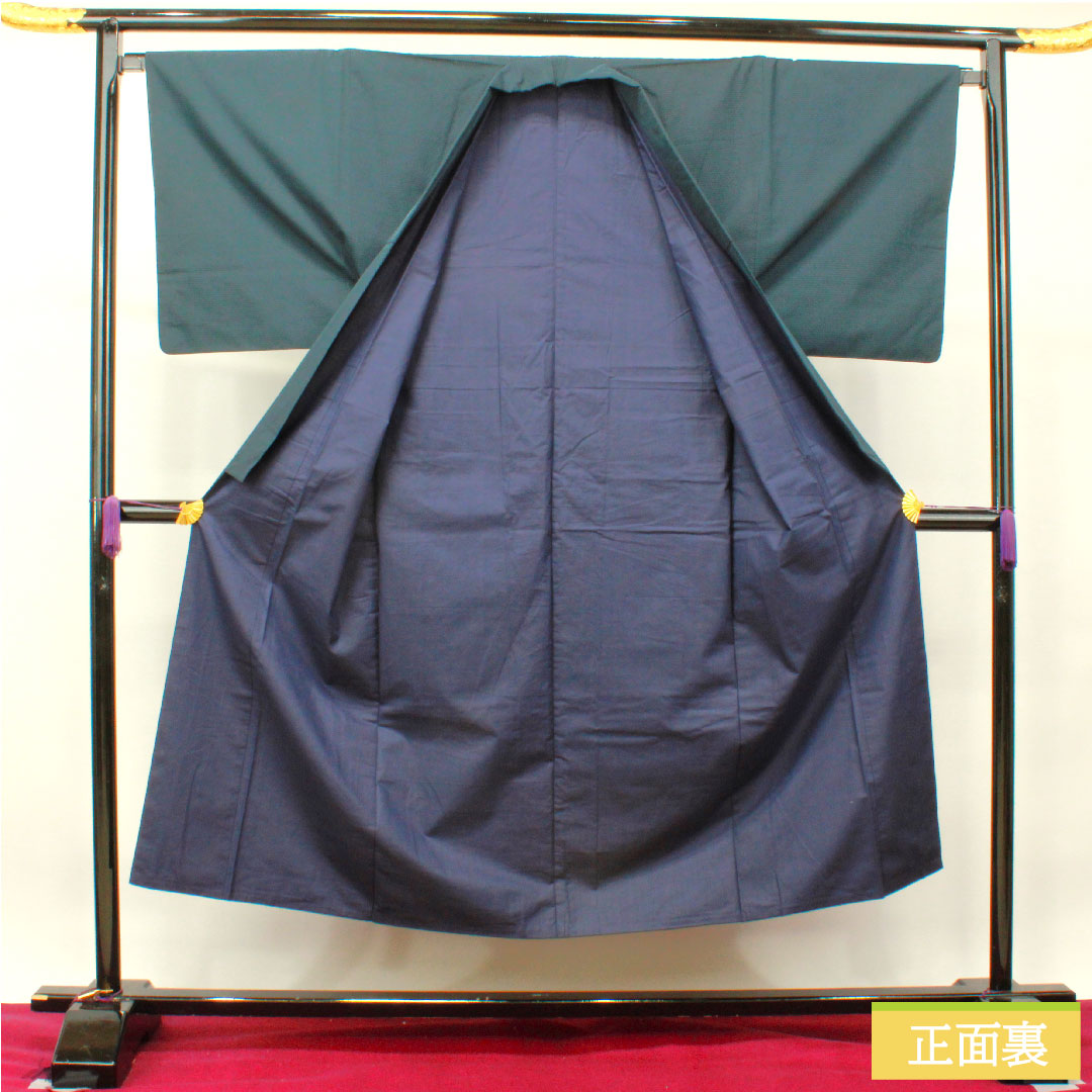 男物 ウール 身丈147.5cm 裄丈67cm 紺藍色 亀甲模様 Sランク 袷 紺系 1119000672418