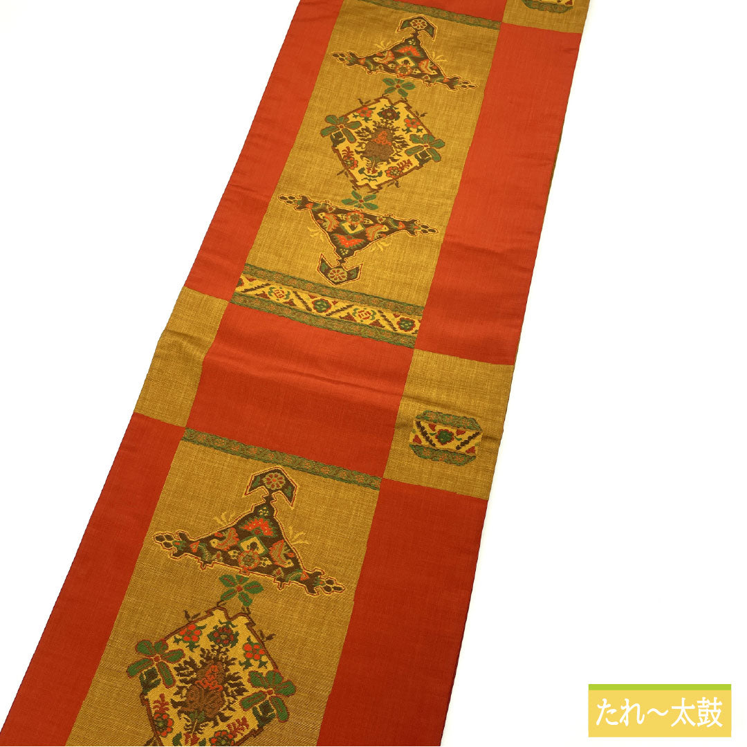 袋帯 正絹 Aランク 木屋太 西陣織 紹巴織 抽象模様 帯丈432cm 六通 カジュアル グラデーション系 1123016833399