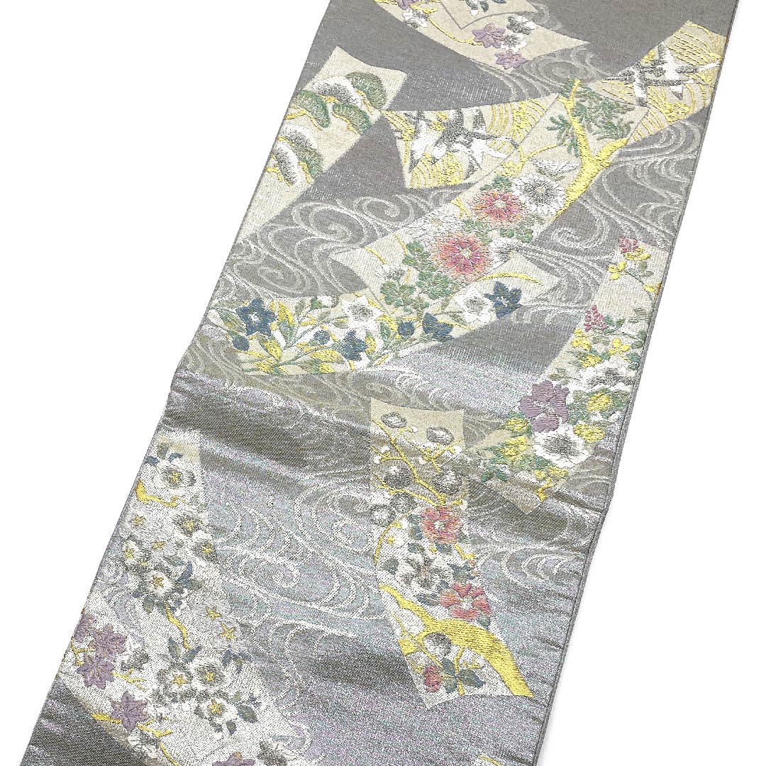 袋帯 観世流水 吉祥文様 帯丈430cm 正絹 Aランク 六通 フォーマル グラデーション系 1123007613399