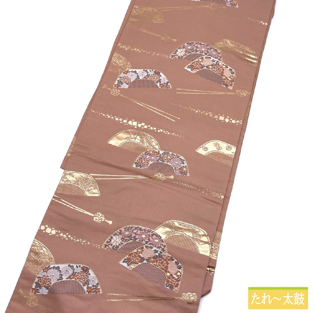 名古屋帯 正絹 Aランク 似桃色(にせももいろ) 櫛 かんざし 帯丈348cm 六通 セミフォーマル ピンク系 1124010693313 名古屋仕立て