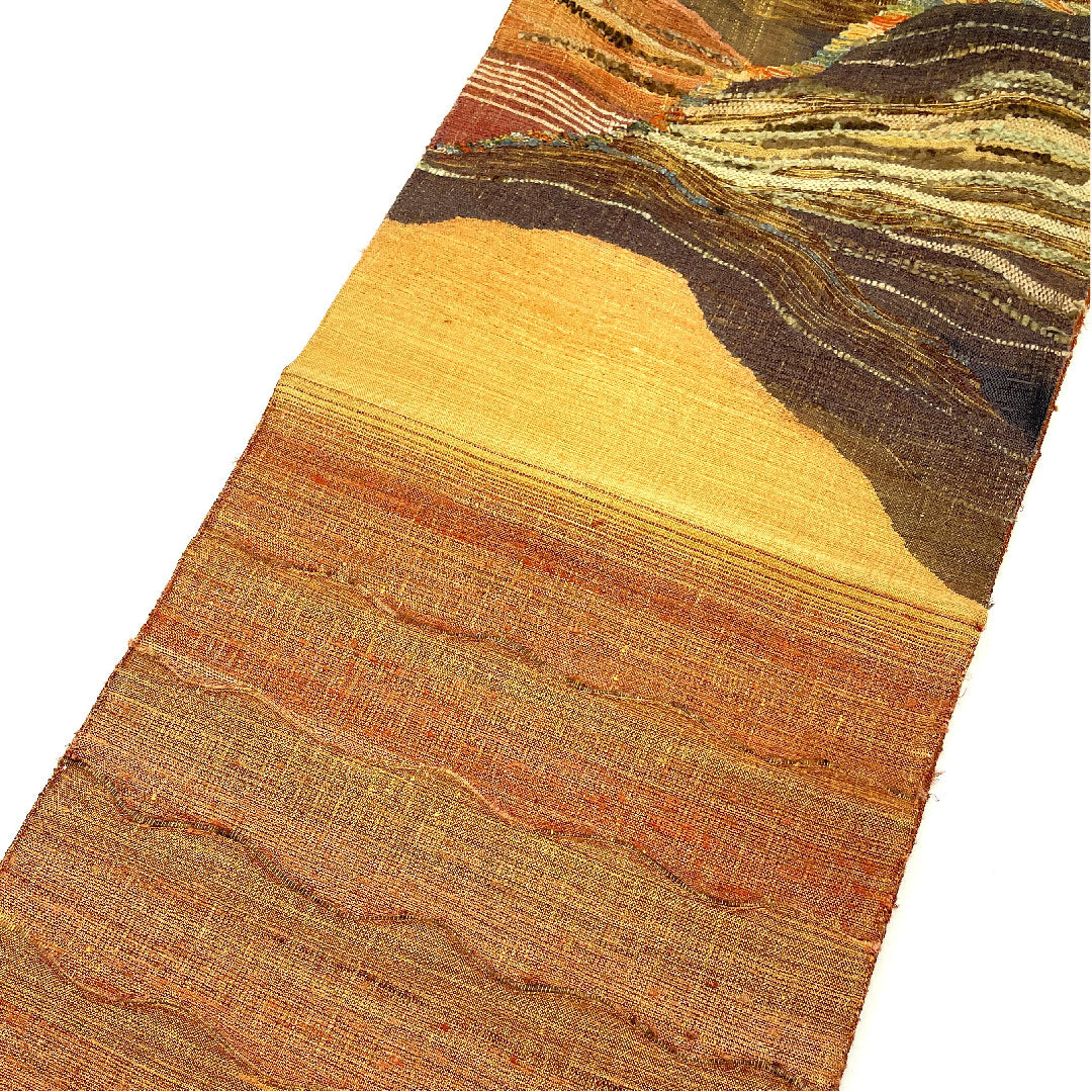 袋帯 胡桃色(くるみいろ) 煉瓦色(れんがいろ) 抽象模様 帯丈458cm 正絹 Aランク ポイント柄 カジュアル 茶系 1123005033414