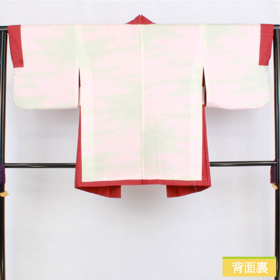 羽織 正絹 Aランク 身丈79cm 裄丈63.5cm 茜色(あかねいろ) 絣 紬地 羽織紐付き 袷 赤系 1117001283912