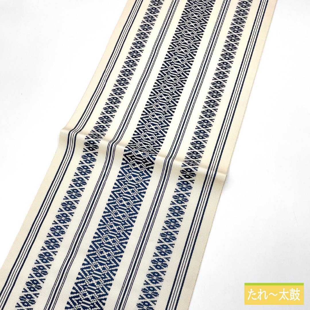 名古屋帯 砥粉色(とのこいろ) 博多織 献上柄 帯丈364cm 正絹 Sランク 全通 カジュアル 白系 1124007222311 開き仕立て