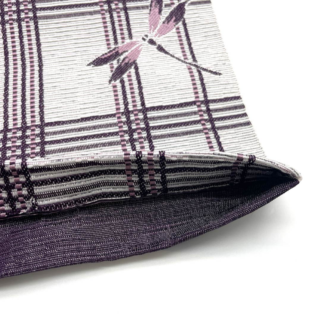 半幅帯 ポリエステル 帯丈360cm 小町鼠色(こまちねずいろ) 格子 トンボ 古典柄 グレー系 Sランク 1125001492322