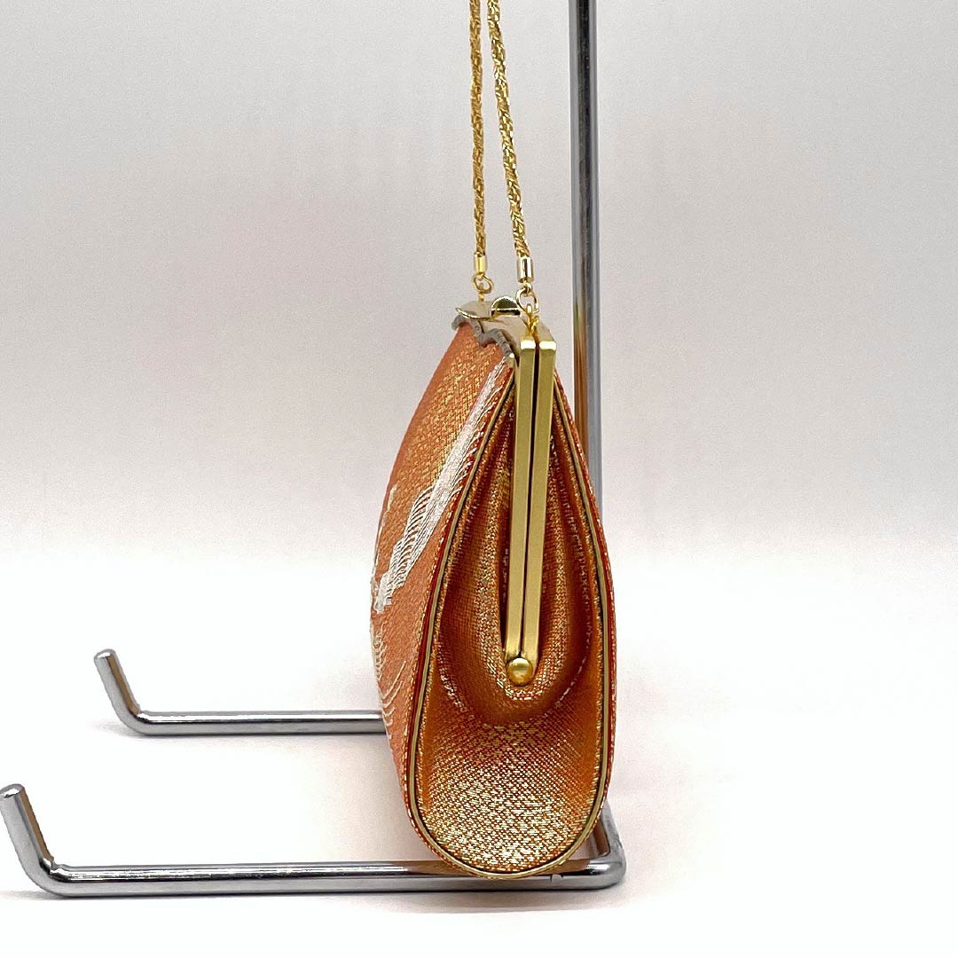 (新古品)草履バッグセット フォーマル Aランク 鉛丹色(えんたんいろ) 2way 佐賀錦 Mサイズ 橙系 1133000253326