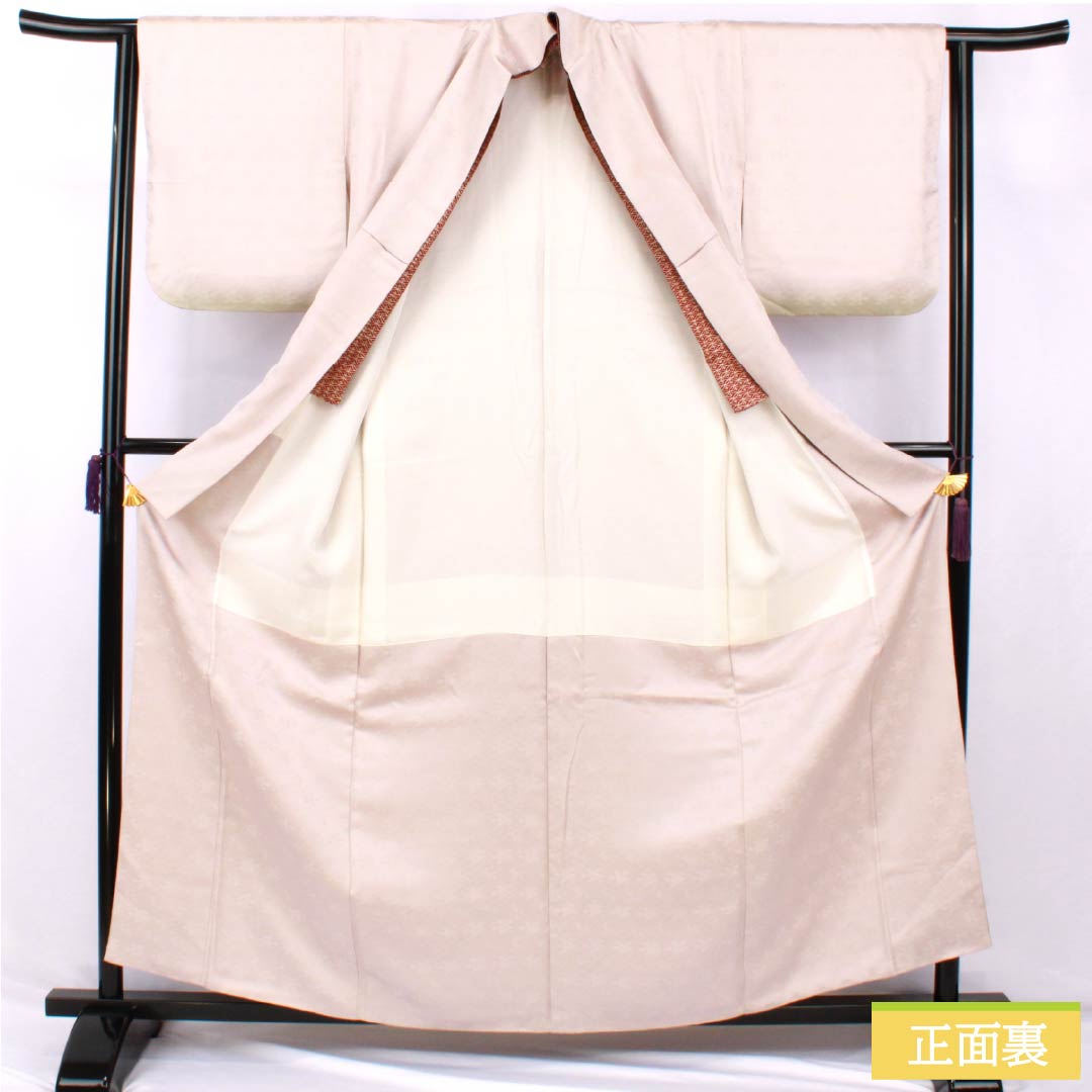 訪問着 正絹 Bランク 袷 身丈160cm 裄丈63cm 蒼白色(そうはくしょく) 半衿付き いろは歌 三越 作家物 ピンク系 1112006954413