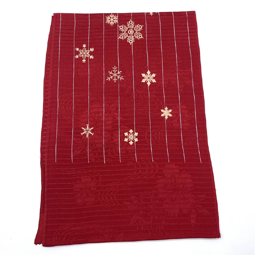 (新品)帯揚げ 正絹 セミフォーマル 真紅色(しんくいろ) 夏物 雪の結晶 長さ約172cm 幅約28.5cm NEWランク 赤系 1136000741912