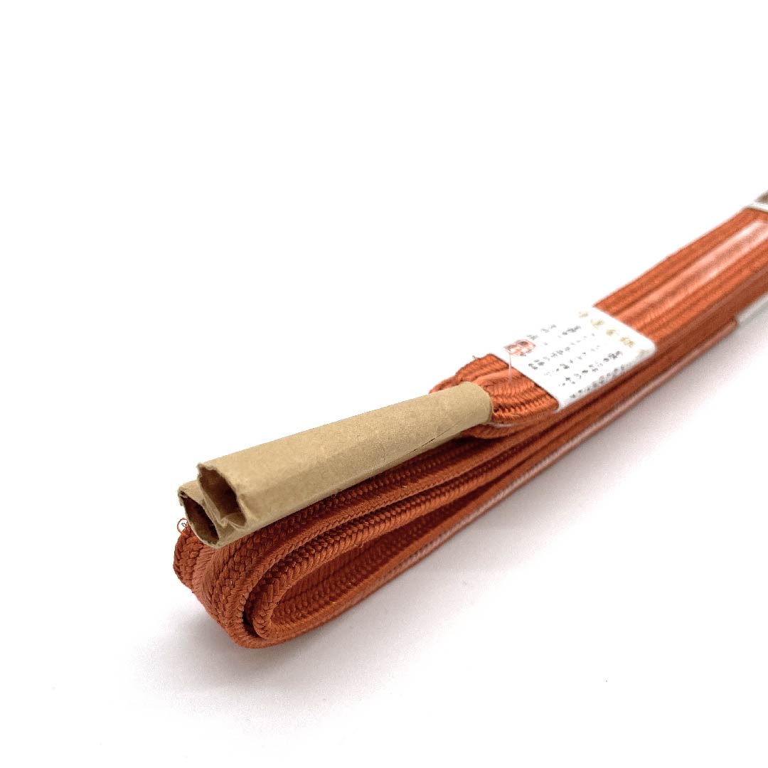 (New old stock) Obijime (belt sash) made of pure silk, quarter-length cord, red-gold color, made with specially selected gold and silver threads, new old stock, length approx. 162cm, width approx. 1.5cm, semi-formal, rank S, orange, 1135002342326