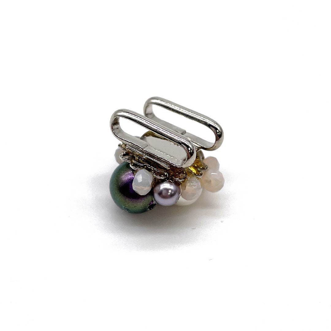 (New old stock) Obi clasp, other, casual, white, pearl, rhinestone, length approx. 2cm, width approx. 2cm, S rank, white, 1137000822911