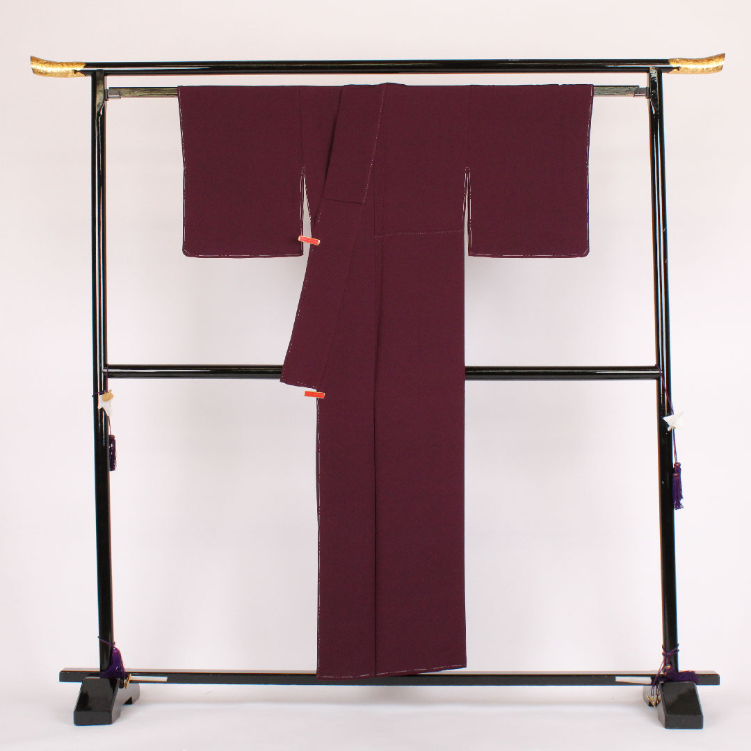 色無地 身丈153.5cm 裄丈63cm 袷 正絹 Aランク 紫系 1114000033120