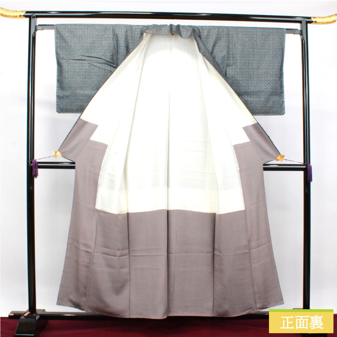 村山大島紬 正絹 身丈156cm 裄丈62.5cm 幾何学模様 しつけ糸付き 未使用品 Sランク 袷 紺系 1116003012318