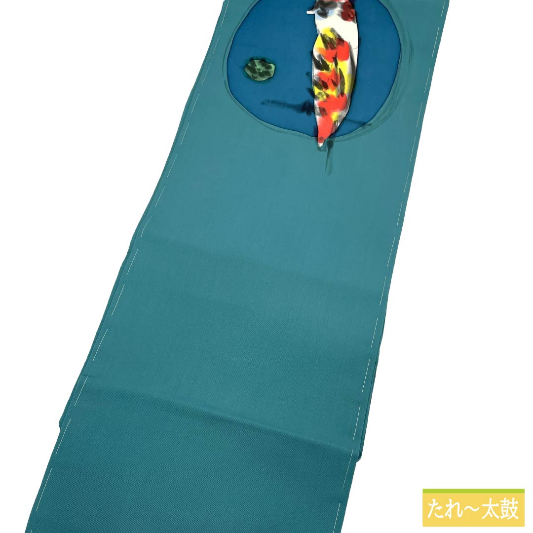 名古屋帯 正絹 Aランク 名古屋仕立て 織色(おりいろ) 作家物 抽象柄 染め帯 帯丈372cm ポイント柄 セミフォーマル 緑系 1124014303319