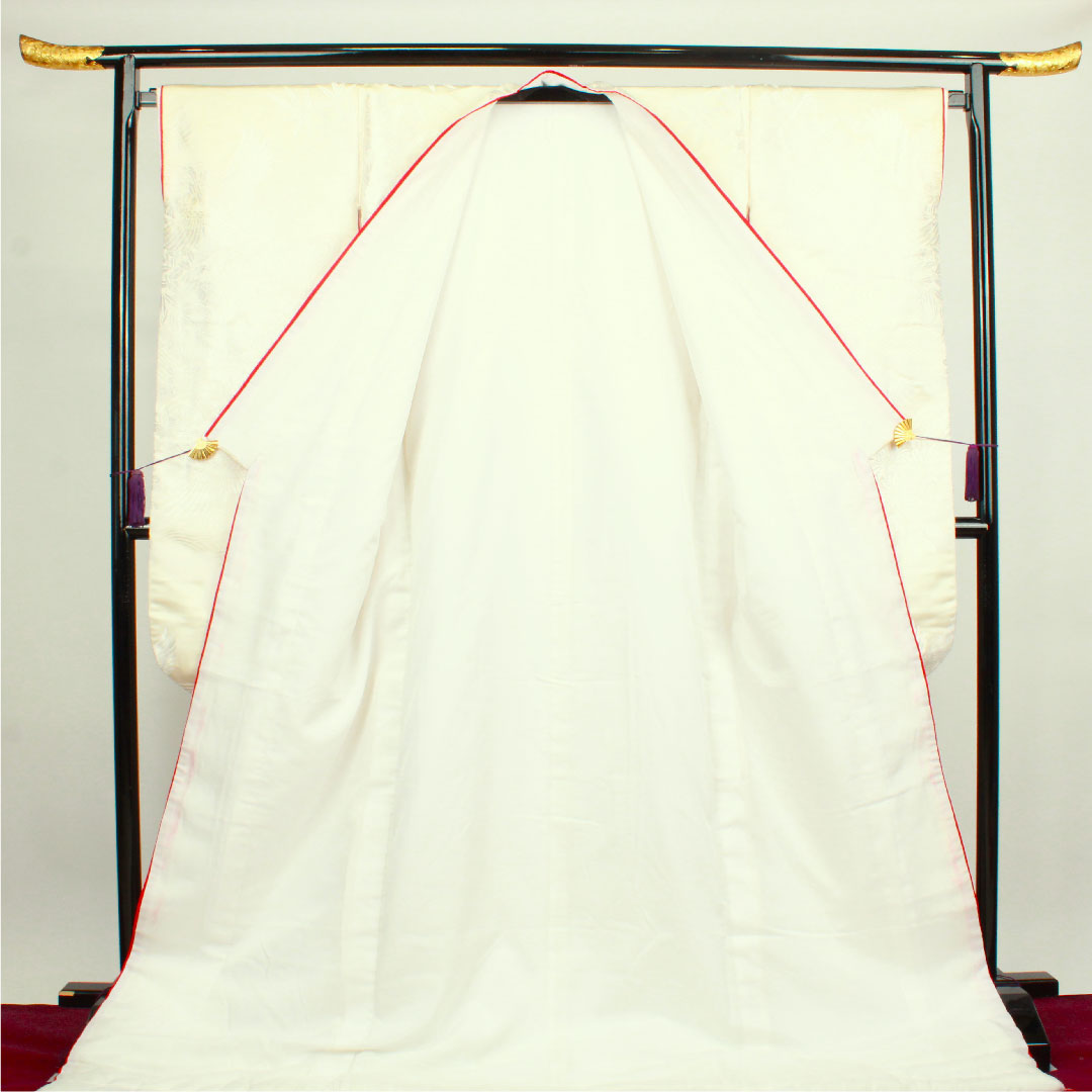 白無垢 身丈191cm 唐織 春爛百花紋 正絹 Bランク 袷 白系 1110000544911