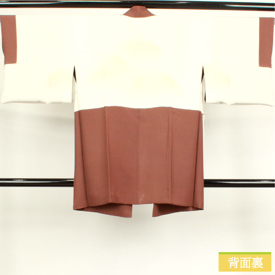 道中着 正絹 身丈84cm 裄丈62.5cm 檜皮色 刺繡 抽象模様 Aランク 袷 茶系 1117000773914