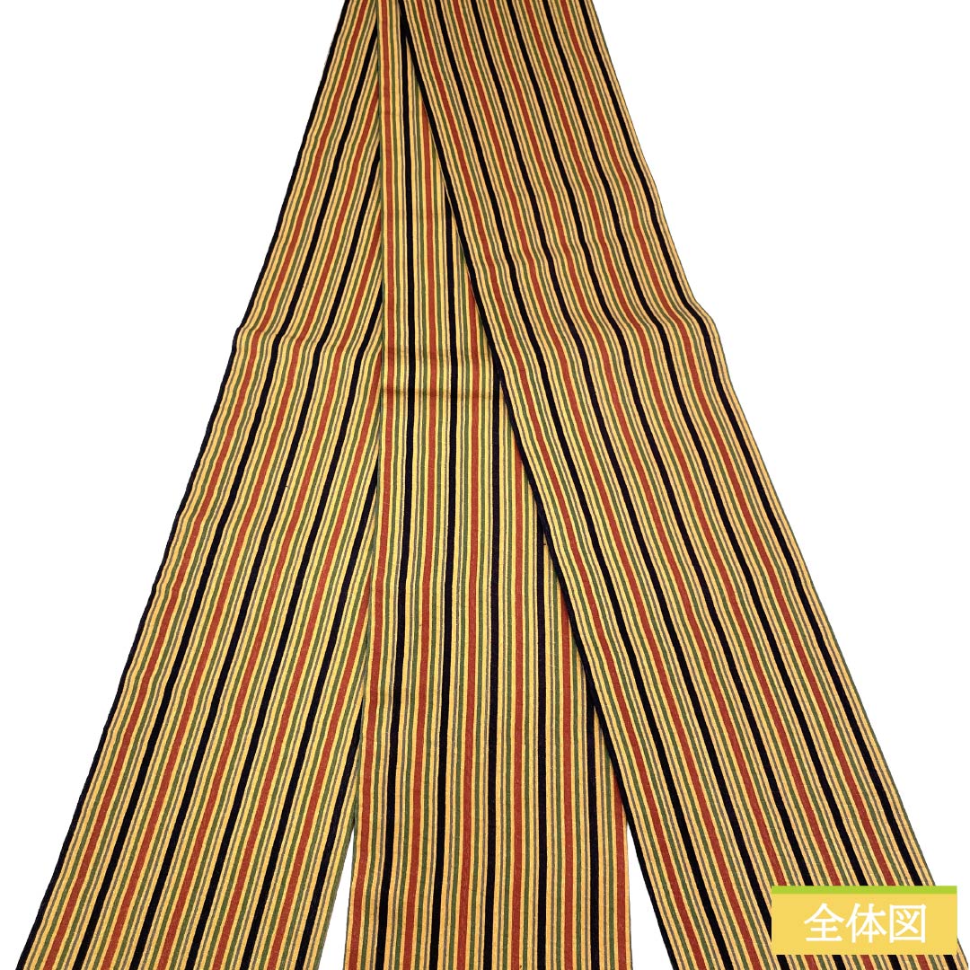 半幅帯 正絹 Sランク 土布色(トウプースーいろ) 縞模様 カラフル 帯丈356cm グラデーション系 1125003082399