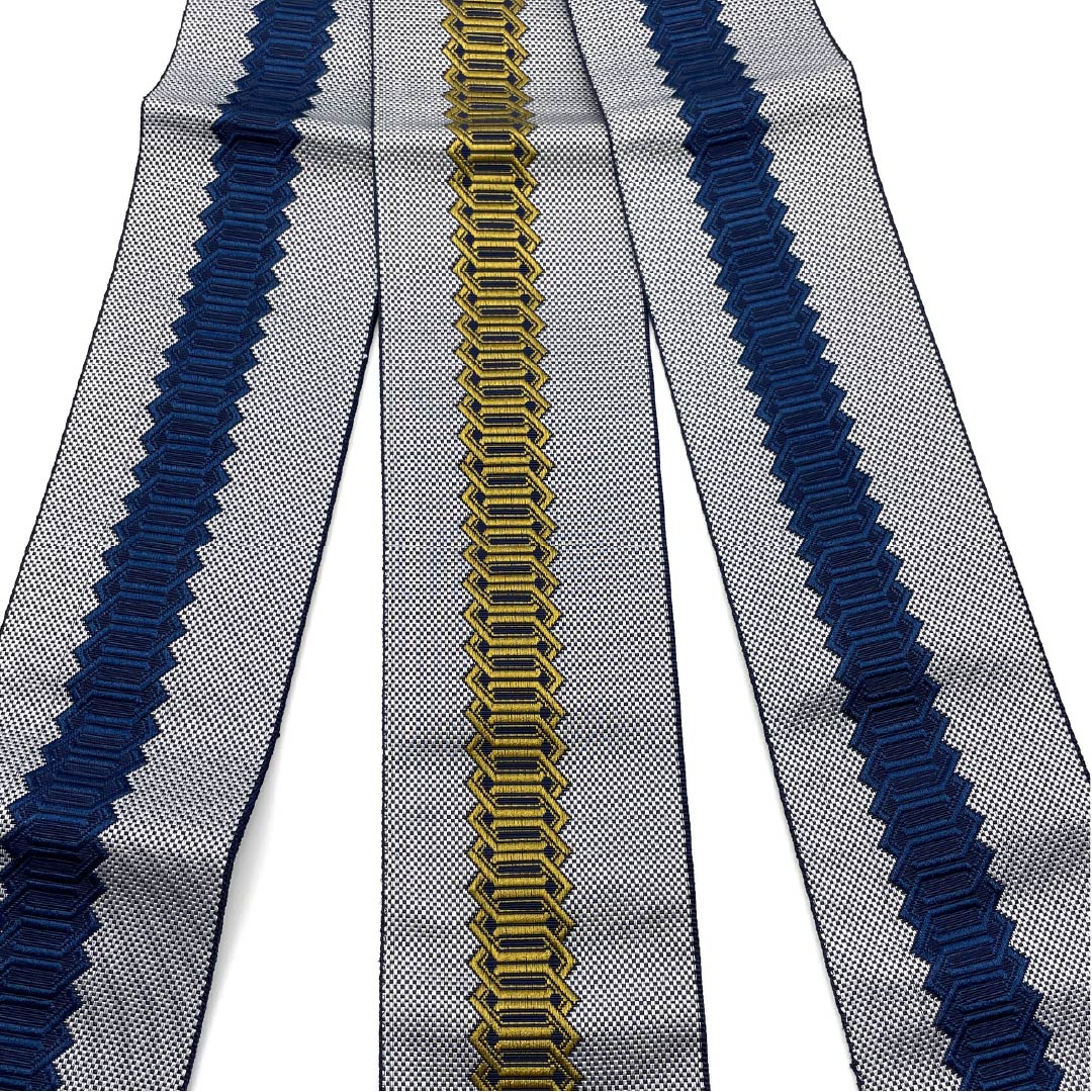 (未仕立)角帯 ポリエステル 水銀色(すいぎんいろ) 一本どっこ リバーシブル 帯丈400cm 幅9cm Sランク グレー系 1134000422922