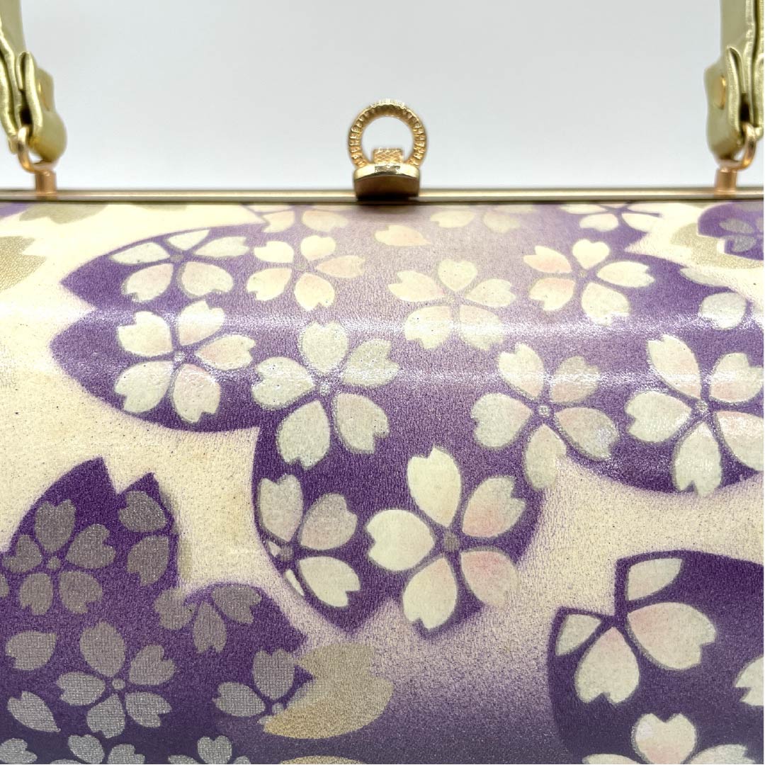 和装バック フォーマル 葡萄紫色(ぶどうむらさきいろ) 振袖用 桜 花柄 紫系 Sランク 113900011220