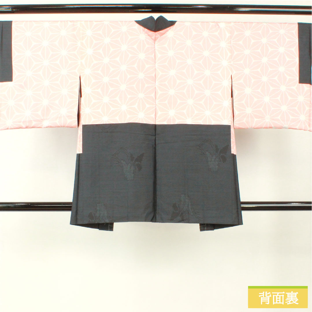 Haori, pure silk, length 84cm, sleeve length 66.5cm, Oshima Tsumugi, weft kasuri, abstract pattern, with basting thread, S rank, lined, navy blue, 1117001192918