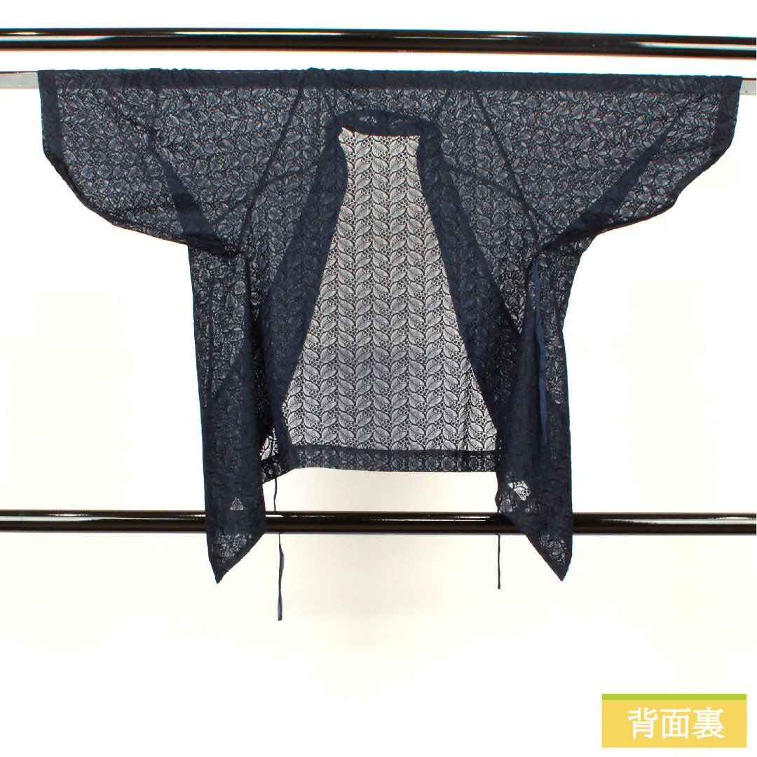 道中着 ポリエステル 身丈76.5cm 裄丈47.5cm 幾何学模様 スリーシーズン Sランク 単衣 黒系 1117000612910