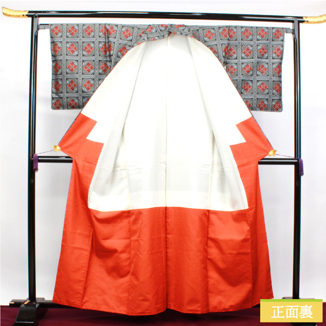 Murayama Oshima Tsumugi Silk Length 155cm Sleeve length 62.5cm Geometric pattern A rank Lined Black 1116003023310