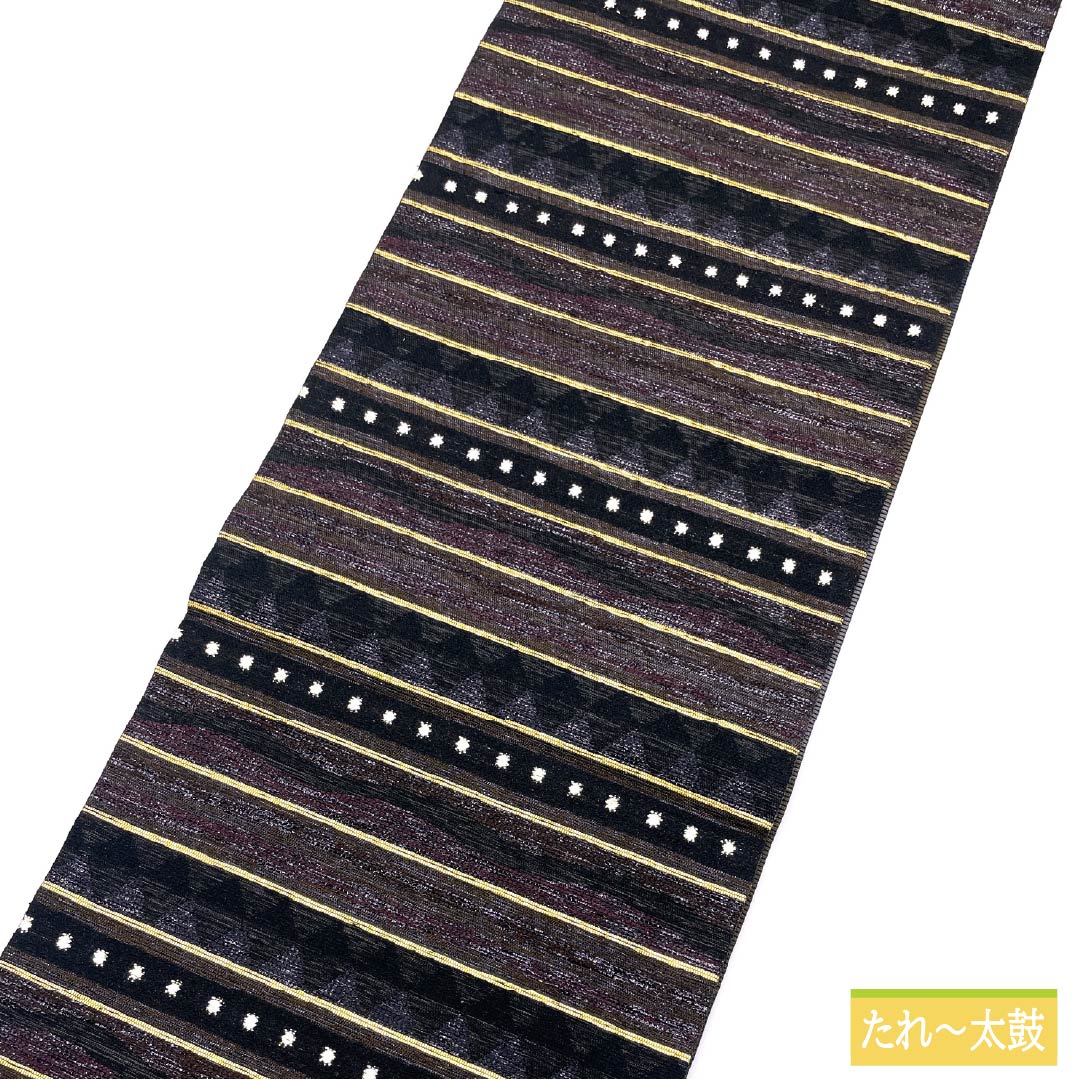 袋帯 正絹 横段 幾何学模様 帯丈444cm Sランク 六通 セミフォーマル グラデーション系 1123014832399