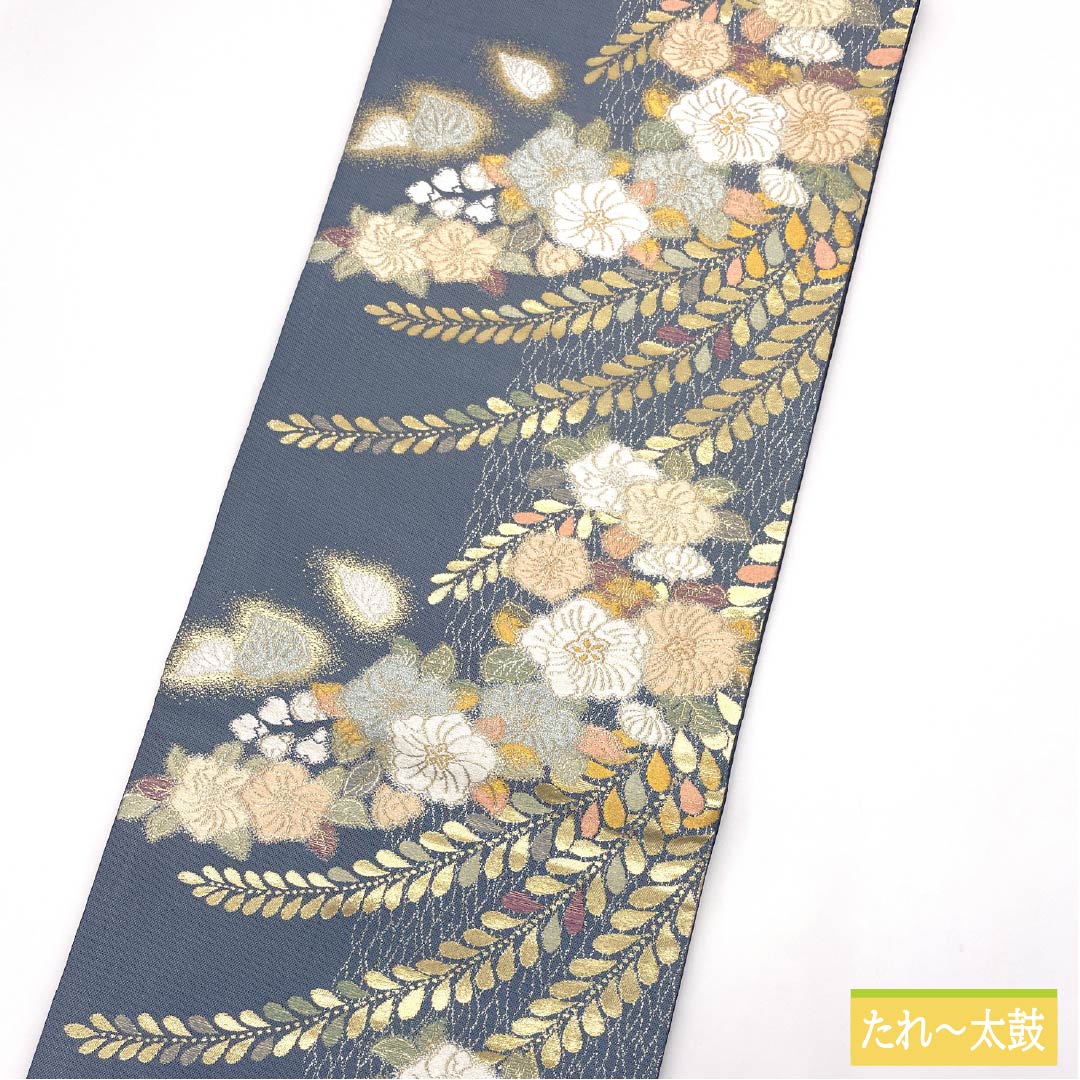 袋帯 正絹 Aランク 裏色(うらいろ) 辻ヶ花 帯丈436cm 六通 セミフォーマル 青系 1123015133317