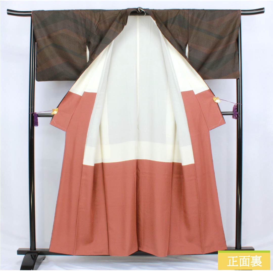 小紋 正絹 Aランク 身丈157.5cm 裄丈64.5cm 袷 抽象模様 黒系 1115006413310