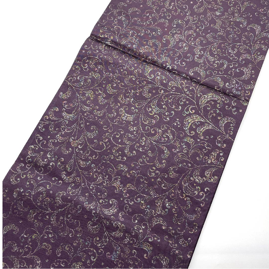 袋帯 紫烏色色(しうしょくいろ) 更紗模様 誉田屋源兵衛 帯丈446cm 正絹 Sランク 六通 カジュアル 紫系 1123006792320