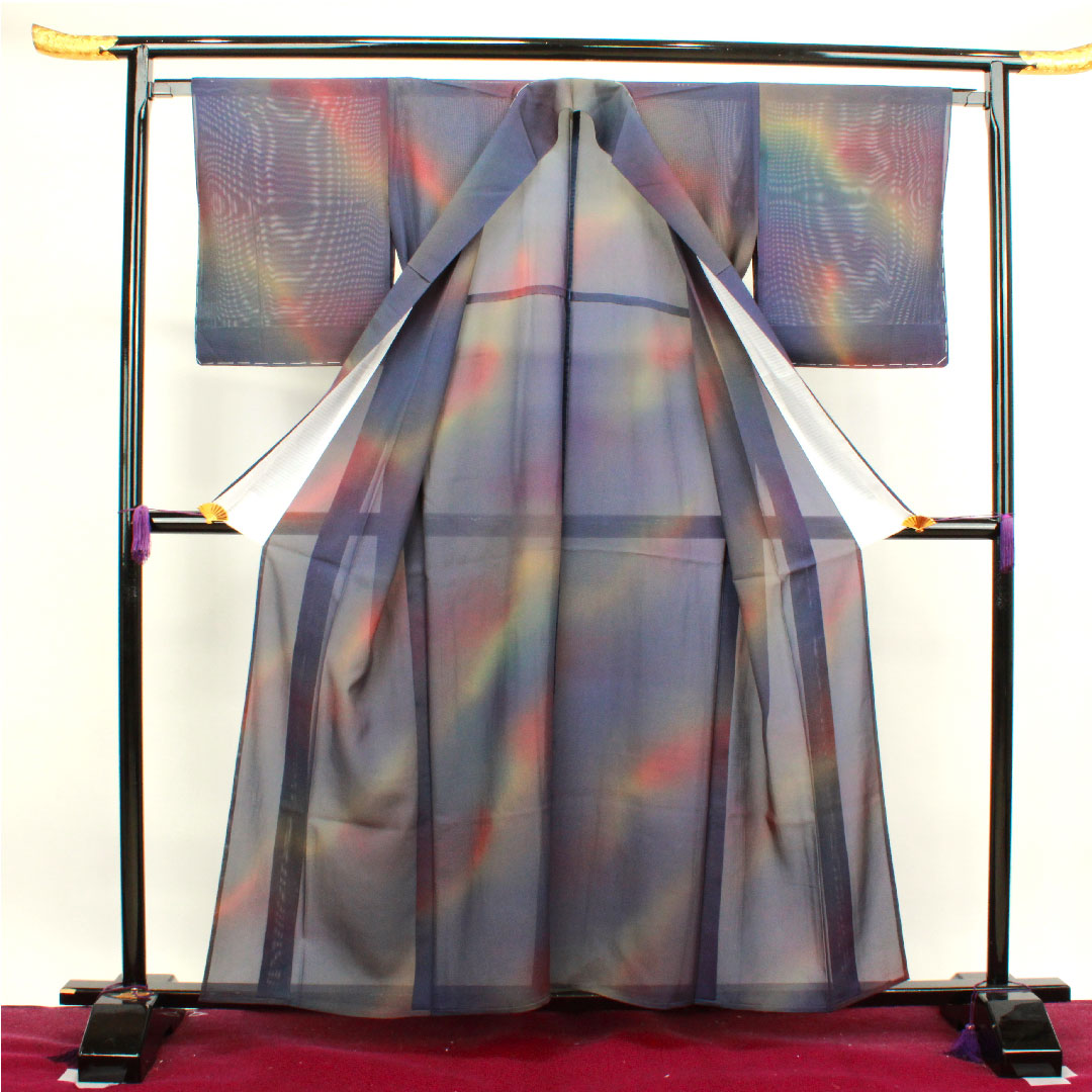 夏物 正絹 色無地 身丈158cm 裄丈64.5cm ボカシ模様 しつけ糸付き 未使用品 絽 Sランク グラデーション系 1132000632399