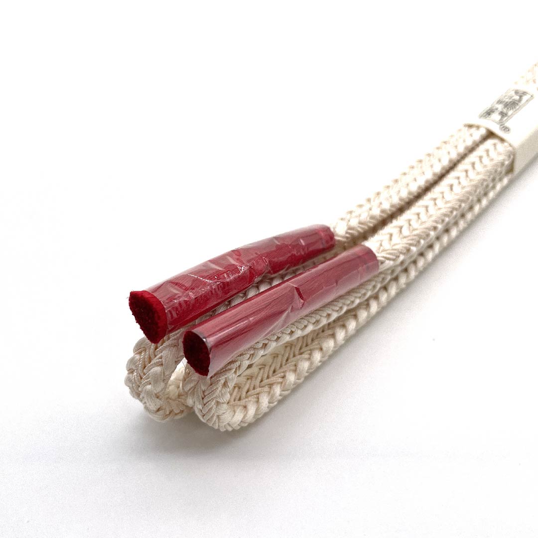 (新古品) 帯締め 正絹 四分紐 乳白色色(にゅうはくしょくいろ) 五嶋紐 江戸組紐 新古品 長さ約165cm 幅約1cm カジュアル Sランク 白系 1135002542311