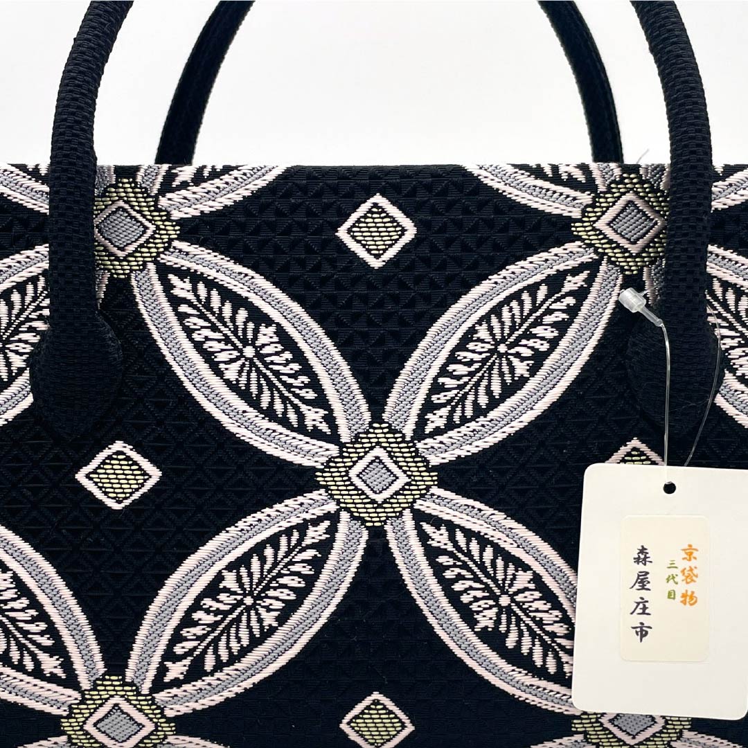 (新古品)和装バッグ セミフォーマル NEWランク 西陣織 利休バッグ 黒系 113900090110