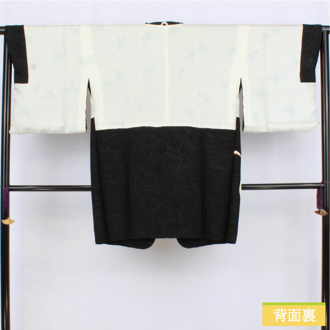 道行コート 正絹 Sランク 身丈90cm 裄丈66cm 流水 袷 黒系 1117001422910