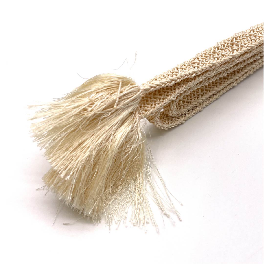 Obijime (silk obi) - quarter string, Tonokoiro (tonokoiro) - summer use - plain - length 157.5cm, width 1.2cm - casual - S rank - beige - 1135003282325