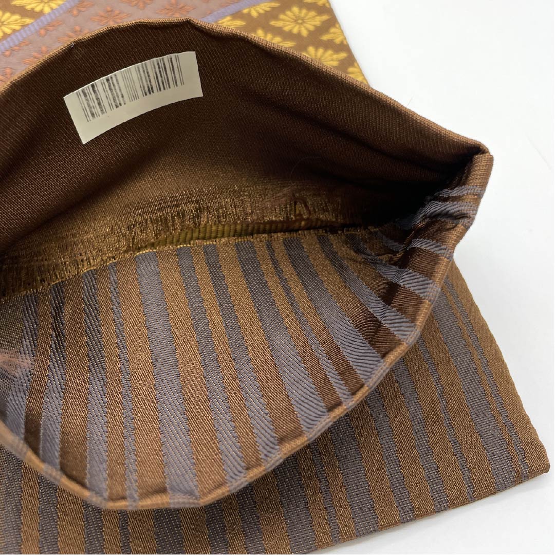 (Unmade) Half-width obi, polyester, Yokan color, Kikubishi pattern, obi length 400cm, brown, S rank, 1125001772414