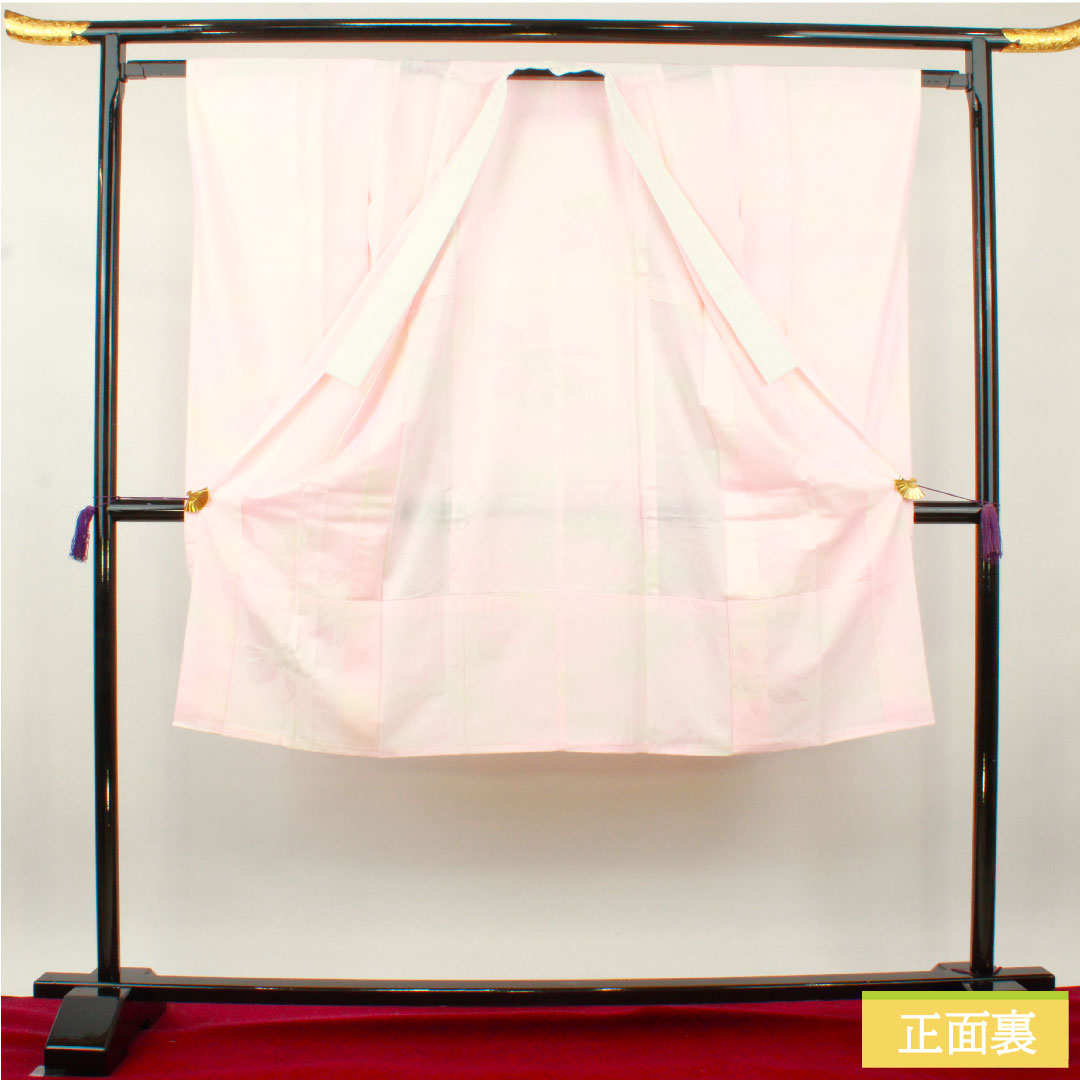 長襦袢 ポリエステル 身丈122cm 裄丈62.5cm 単衣 振袖用 ボカシ染 洗える着物 Sランク ピンク系 1129000612213