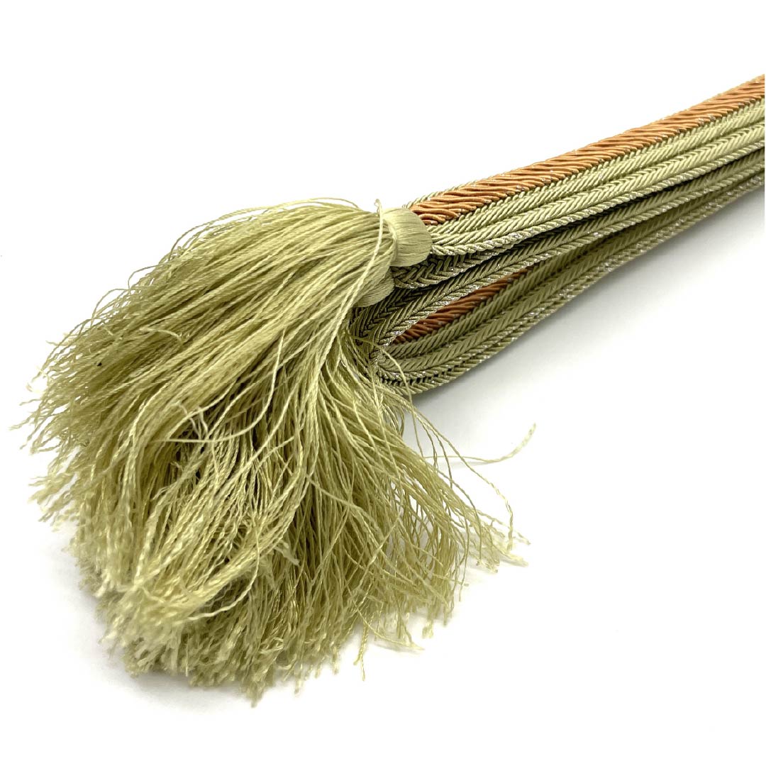 帯締め 正絹 四分紐 浅青朽葉色(うすあおくちばいろ) バイカラー 夏用 単衣用 長さ約163cm 幅約1.5cm セミフォーマル Sランク 緑系 1135003192319