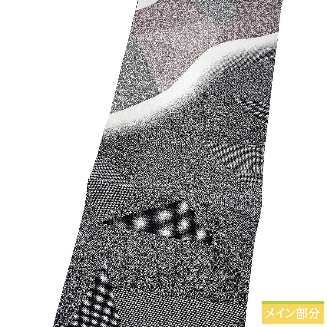 Nagoya obi, black, Edo komon pattern, cut-inlay style, gourd, cloud pattern, obi length 424cm, pure silk, S rank, point pattern, casual, black, 1124005742310, open style