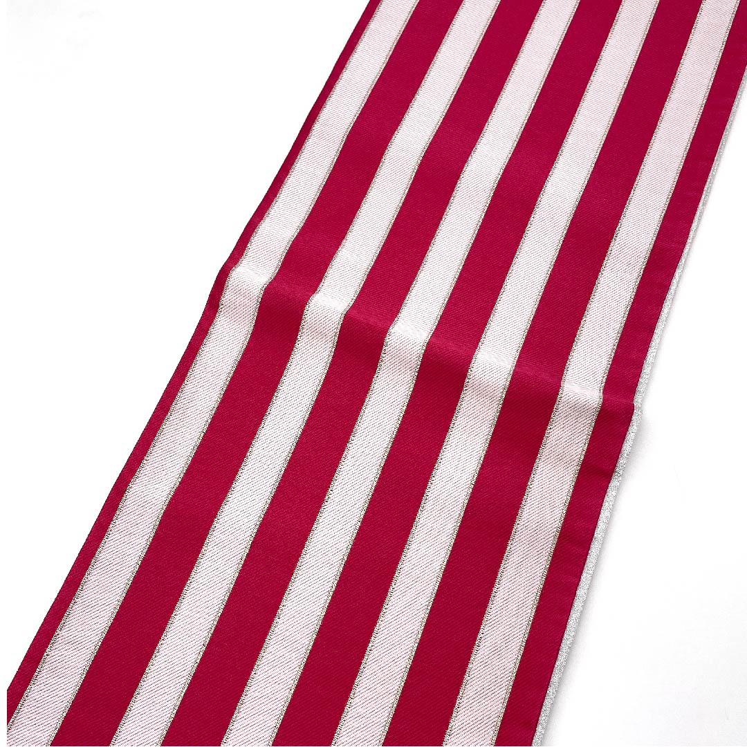 袋帯 苺色(いちごいろ) 振袖用 縞 帯丈436cm 正絹 Aランク 六通 フォーマル ピンク系 1123006543313