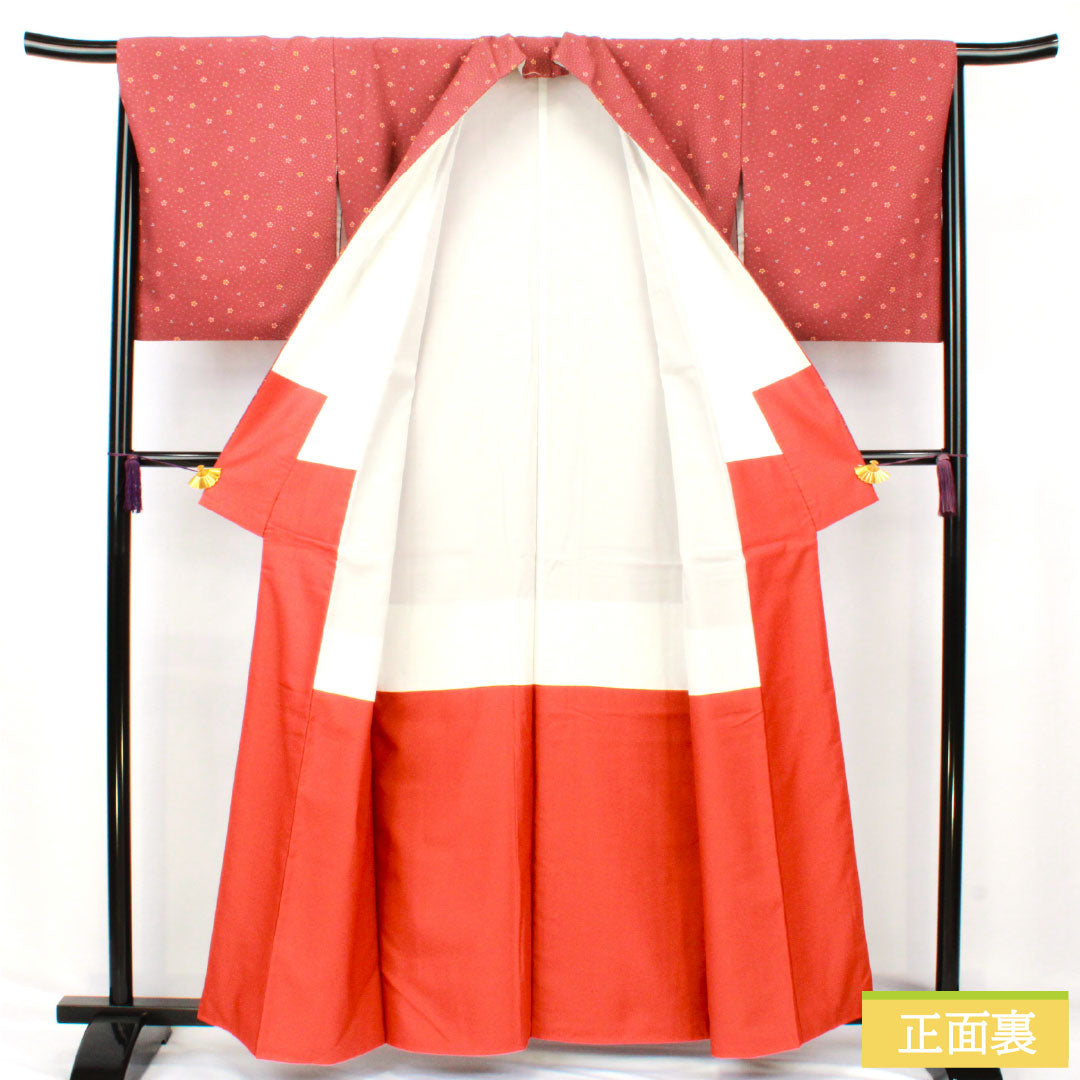 Komon (small pattern) polyester, S rank, length 160cm, sleeve length 67cm, lined, Shiinibiiro (dull shii-iro) color, washable, abstract pattern, red, 1115007582412