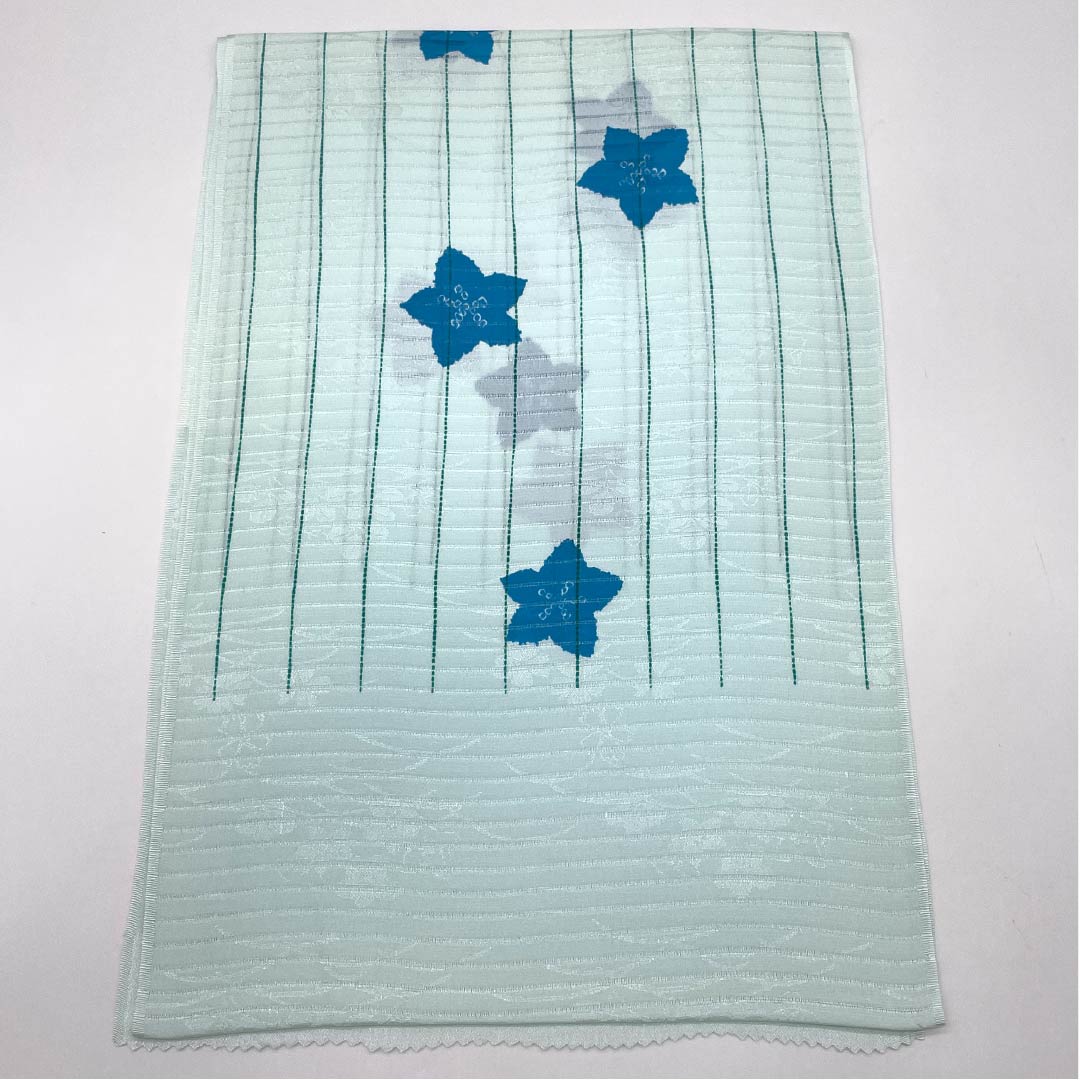 (新品)帯揚げ 正絹 セミフォーマル 藍白色(あいじろいろ) 夏物 桔梗 長さ約172cm 幅約28cm NEWランク 水色系 1136000781924