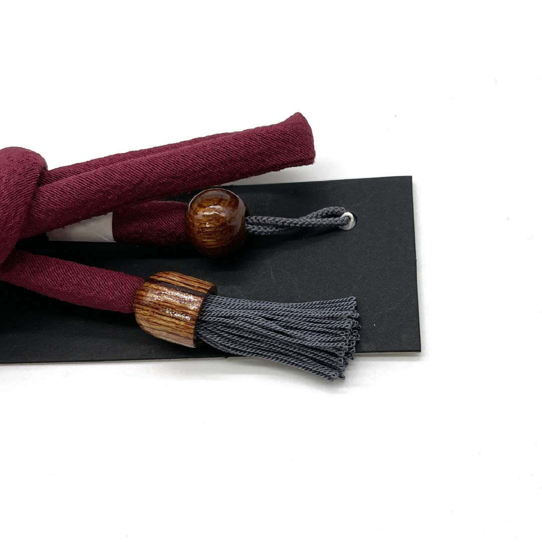 羽織紐 正絹 NEWランク カジュアル 深蘇芳色(ふかきすおういろ) 撚り房 もろ縄結び 蝶結び 丸ぐけ 紫系 1121000061920