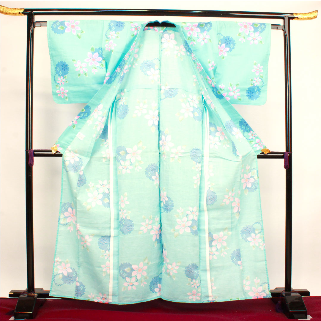 Yukata Light Blue Snowflake Abstract Pattern Cotton S Rank Single Layer Length 162.5cm Sleeve Length 65cm Light Blue 1118002652424