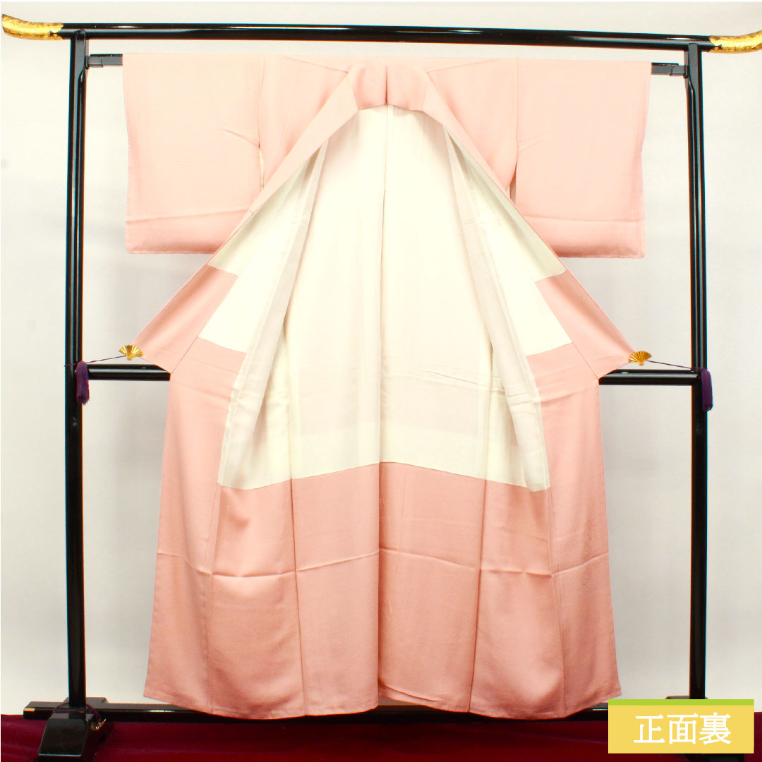 Plain color, pure silk, length 154.5cm, sleeve length 62.5cm, maiden color, Nakain Hanabishi pattern, basting thread included, unused, lined, S rank, pink, 1114001132213
