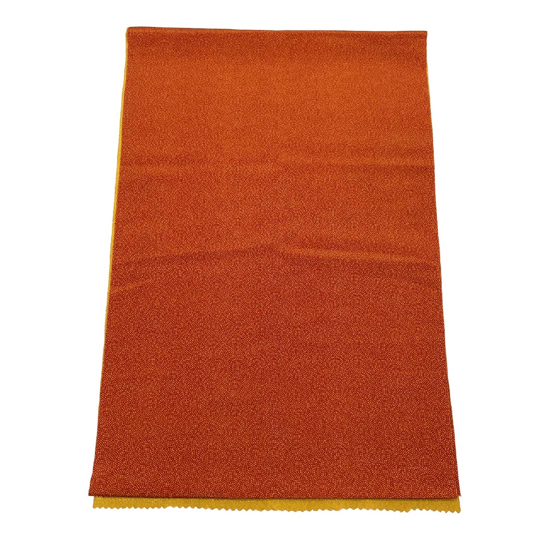 帯揚げ 正絹 セミフォーマル 赭色(そおいろ) 鮫 黄土色(おうどいろ) 古典柄 長さ約186cm 幅約30cm Sランク 茶系 1136000482914