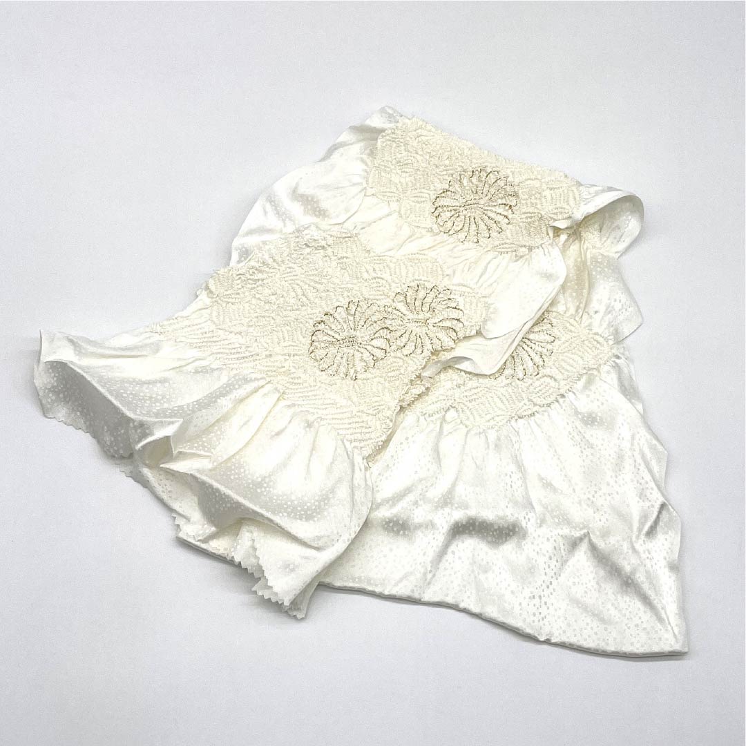 (新古品) 帯締め・帯揚げセット 正絹 Sランク 扇付き 留袖用 絞り中抜き 長さ約156cm 幅約1.5cm 留袖用 白系 1141000112311