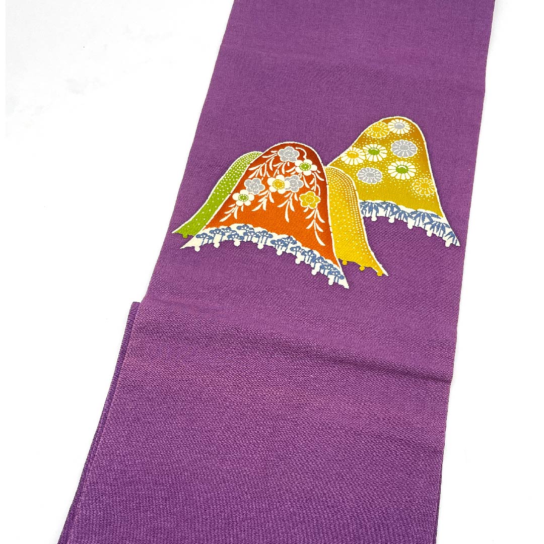 Nagoya obi, shell purple, Toyama pattern, Kyo-Bingata, obi length 371cm, pure silk, B rank, point pattern, casual, purple, 1124004574320, Nagoya style